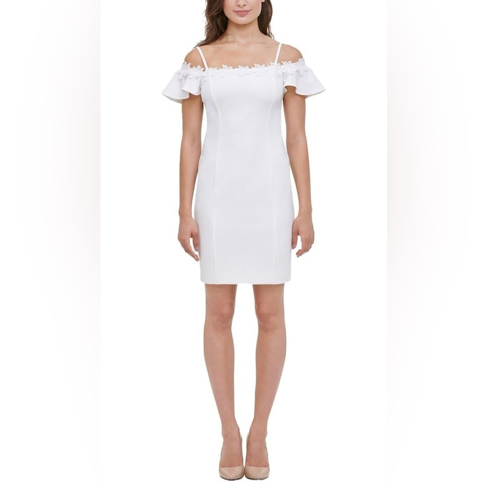 kensie Women's Off The Shoulder Shift W/Lace Trim